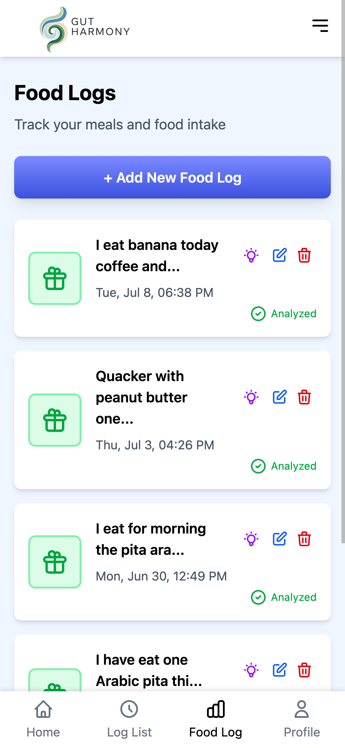 IBS Harmony App Screens
